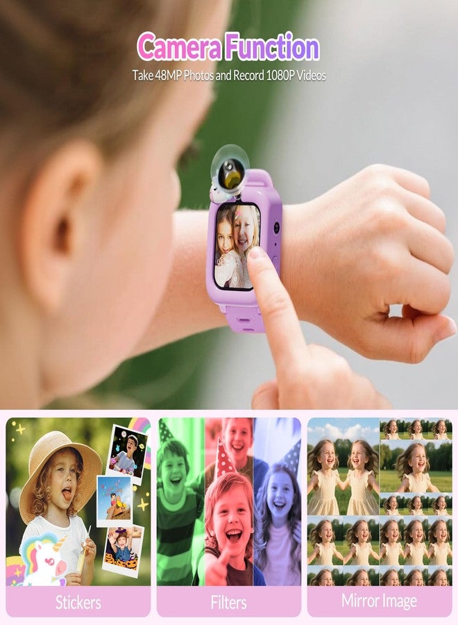 mafiti Kids Watch,Smart Watch for Kids Rechargeable,1.83” HD Touch Screen 26 Applications, Travel Toys/Birthday Xmas Gifts/Early Learning for Aged 3-10 Girls Boys,Purple - Image 3